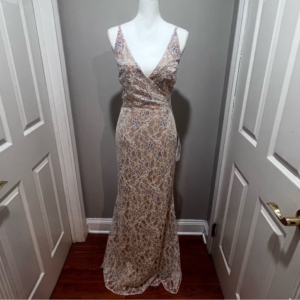 Dress the Population Helen Sleeveless Wrap Top Lace Gown size large NWT - Picture 9 of 15